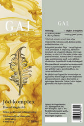 GAL Iodine complex 100 ml label featuring benefits for thyroid function and metabolism support.